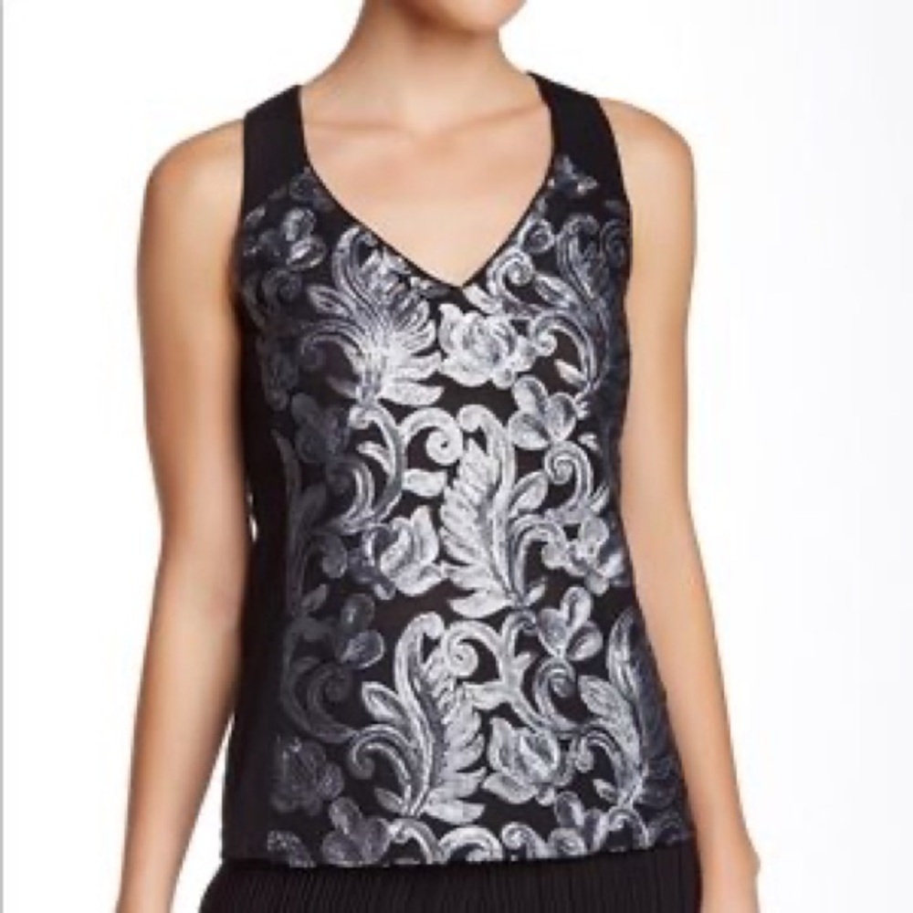 Nanette Lepore Center Stage Tank Black/Silver Large - NWT